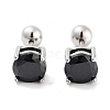 Square 316 Surgical Stainless Steel Pave Cubic Zirconia Cartilage Earrings for Women Men EJEW-Z050-33B-01P-1