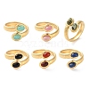 Oval Natural Red Agate & Amazonite & Rhodochrosite & Black Onyx & African Turquoise & Lapis Lazuli Finger Rings RJEW-Q004-04G-6