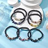 7Pcs Natural Mixed Stone Chips & Round Beaded Stretch Bracelets Set for Women BJEW-JB11130-2