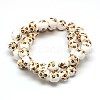 Handmade Flower Printed Porcelain Ceramic Beads Strands PORC-M007-10mm-04-2