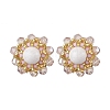 Flower Glass Seed Beaded with Natural Mashan Jade Stud Earrings for Women EJEW-MZ00208-02-3