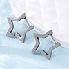 Non-Tarnish 304 Stainless Steel Star Huggie Hoop Earrings X-STAS-H156-05P-1