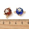 Brass Pave Faceted Glass Flat Round Connector Charms KK-G517-09G-3