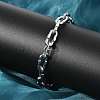 304 Stainless Steel Dapped Chain Bracelets for Women BJEW-F488-61P-3