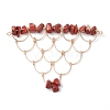 Natural Red Jasper Chip Copper Wire Wrapped Connector Charms PALLOY-JF03030-02-1