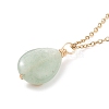 Natural Green Aventurine Teardrop Pendant Necklace X-NJEW-JN03900-02-5