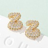 Brass Micro Pave Cubic Zirconia Stud Earrings EJEW-Z091-04G-Z-1