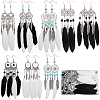 DIY Woven Net/Web with Feather & Synthetic Turquoise & Magnesite & Alloy Dangle Earring Making Kits DIY-SC0028-19-1