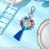 Handmade Lampwork Evil Eye & Polyester Tassel Pendant Decorations HJEW-JM02821-03-2