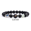 Natural Dyed & Heated Black Agate & Prehnite Stretch Bracelets PW-WG62314-09-1