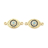 Rack Plating Brass Micro Pave Blue & Clear Cubic Zirconia Connector Charms KK-D087-02G-2