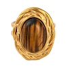 Oval Natural Tiger Eye Finger Rings RJEW-Q822-06G-2