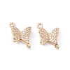 Brass Micro Pave Clear Cubic Zirconia Connector Charms ZIRC-P100-06G-2