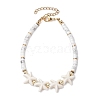 Synthetic Turquoise & Plastic Pearl Beads Link Bracelets for Women BJEW-JB11286-02-2