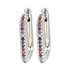 Brass Micro Pave Cubic Zirconia Hoop Earrings EJEW-D078-11P-1