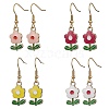 Flower Zinc Alloy Enamel Dangle Earrings EJEW-JE05291-1