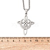 304 Stainless Steel Viking Knot Cross with Moon Pendant Necklaces for Men NJEW-S440-09P-3