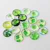 Half Round/Dome Four Leaf Clover Glass Cabochons GGLA-A002-12mm-CC-1