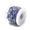 Brass Hexagonal Column Glass Seaded Beaded & Resin Round Beaded Link Chains CHC-G026-01E-3