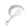 Alloy Moon & Glass Pendant Decorations HJEW-JM02689-07-4