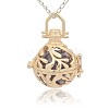 Golden Tone Brass Hollow Round Cage Pendants KK-J227-06G-1