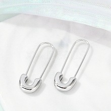 304 Stainless Steel Safety Pin Charm Huggie Hoop Earrings for Women EJEW-C096-41P