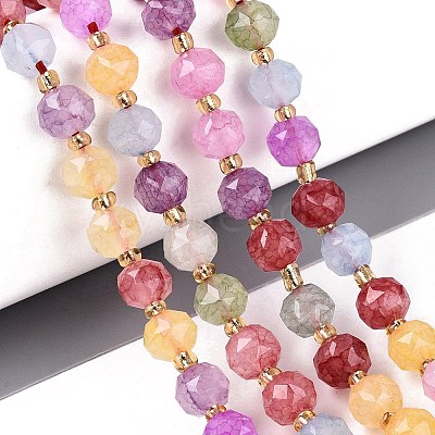 Ombre Effect Dyed Transparent Crackle Glass Beads Strands GLAA-Q111-8MM-M-1