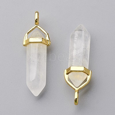 Natural Quartz Crystal Double Terminated Pointed Pendants G-G902-B23-1