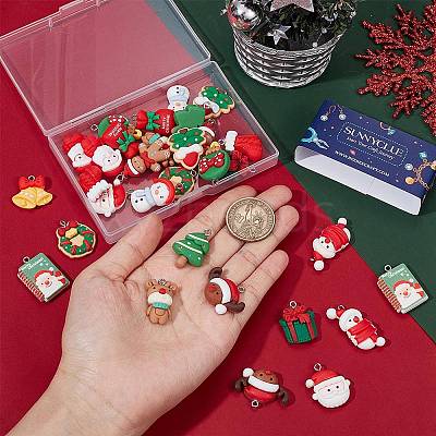 32Pcs 16 Styles Opaque Resin Pendants RESI-SC0002-50-1