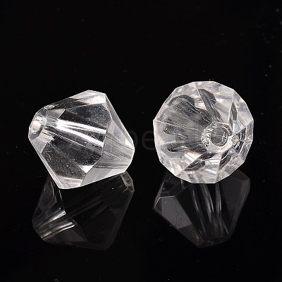 Faceted Bicone Transparent Acrylic Beads DBB20MM01-1