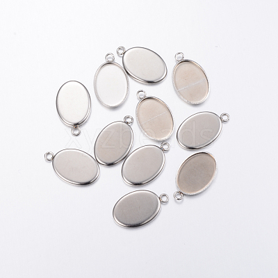 Non-Tarnish 304 Stainless Steel Pendant Cabochon Settings X-STAS-G075-21P-1
