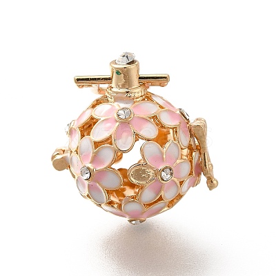 Alloy Crystal Rhinestone Bead Cage Pendants ENAM-M047-02G-B-1