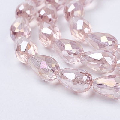 Electroplate Glass Beads Strands X-EGLA-D015-15x10mm-23-1