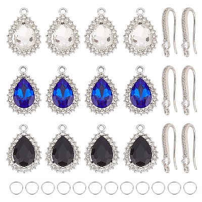 DIY Teardrop Alloy Glass Dangle Earring Making Kits DIY-AR0003-92-1