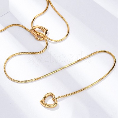 304 Stainless Steel Heart Pendant Y Pendant Necklaces NJEW-U026-05G-1