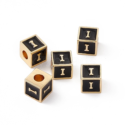 Rack Plating Brass Enamel Beads KK-B060-04G-01I-1