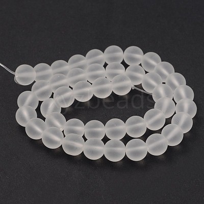 Frosted Glass Round Bead Strands GLAA-J064-8mm-01-1