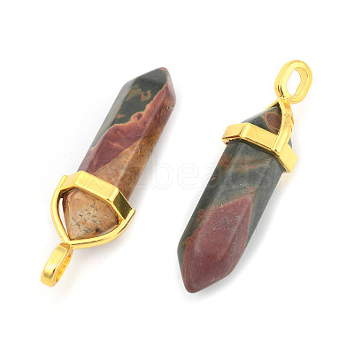 Natural Polychrome Jasper/Picasso Stone/Picasso Jasper Bullet Double Terminated Pointed Pendants LS-G-G902-B26-1