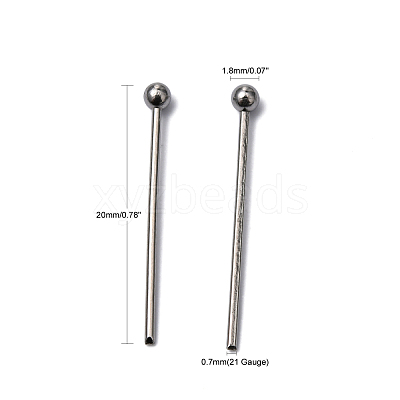 Tarnish Resistant 304 Stainless Steel Ball Head pins STAS-M010-20mm-01-1