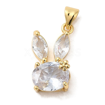 Rack Plating Brass Micro Pave Cubic Zirconia Pendants KK-P241-20G-05-1