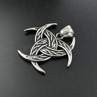 Viking Men's Triple Horn of Odin 304 Stainless Steel Pendant Necklaces FR0632-1
