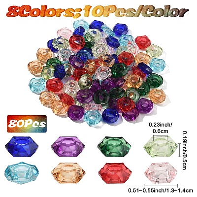 80Pcs 8 Colors Epoxy Resin European Beads RPDL-YW0001-16-1
