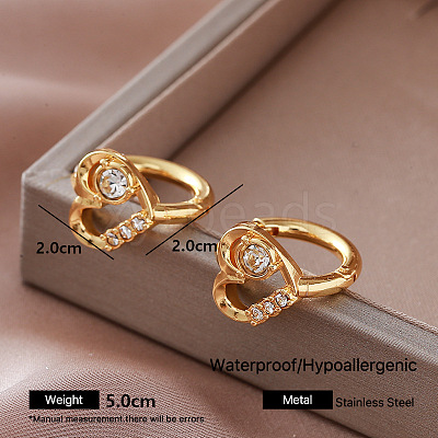 304 Stainless Steel Rhinestone Hoop Earrings for Women KH4016-3-1