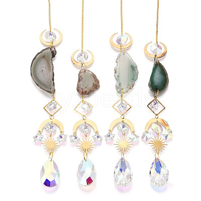 Brass & Crystal Suncatchers HJEW-G018-04B-G-1