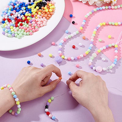 840Pcs 12 Styles Opaque Acrylic Beaded OACR-GA0001-23B-1