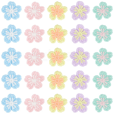50Pcs 5 Colors Polyester Applqiues PATC-CY0001-59-1
