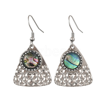 Paua Shell and 304 Stainless Steel Dangle Earrings EJEW-JE07471-01-1