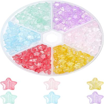 240Pcs 6 Colors Transparent Spray Painted Glass Beads GLAA-FH0001-28-1