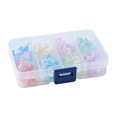 120Pcs 8 Colors UV Plating Iridescent Acrylic Bead Caps OACR-FS0001-64-1
