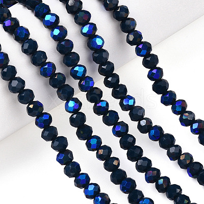 Electroplate Opaque Solid Color Glass Beads Strands X1-EGLA-A034-P4mm-L22-1